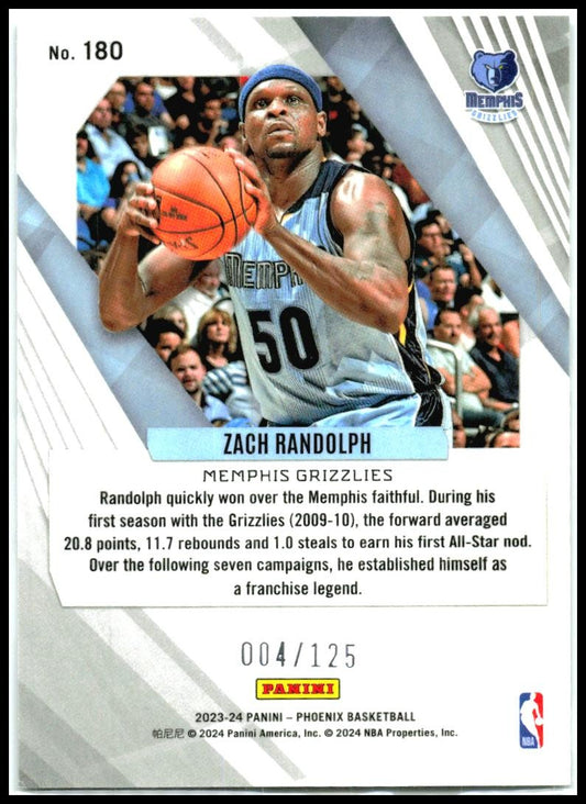 2023-24 Panini Phoenix Seismic #180 Zach Randolph #/125 Memphis Grizzlies