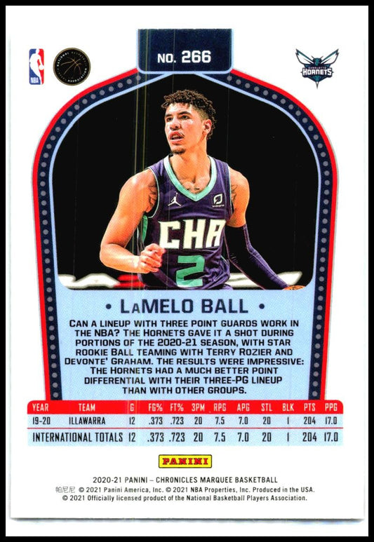 2020-21 Panini Chronicles #266 LaMelo Ball Rookie Charlotte Hornets