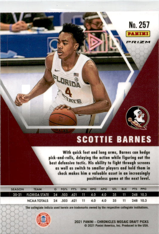 2021 Panini Chronicles Mosaic Draft Picks Pink #257 Scottie Barnes
