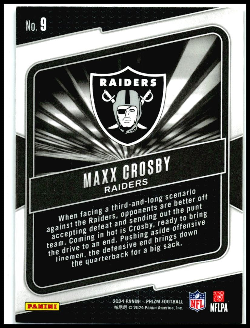 2024 Panini Prizm Hype #9 Maxx Crosby Las Vegas Raiders