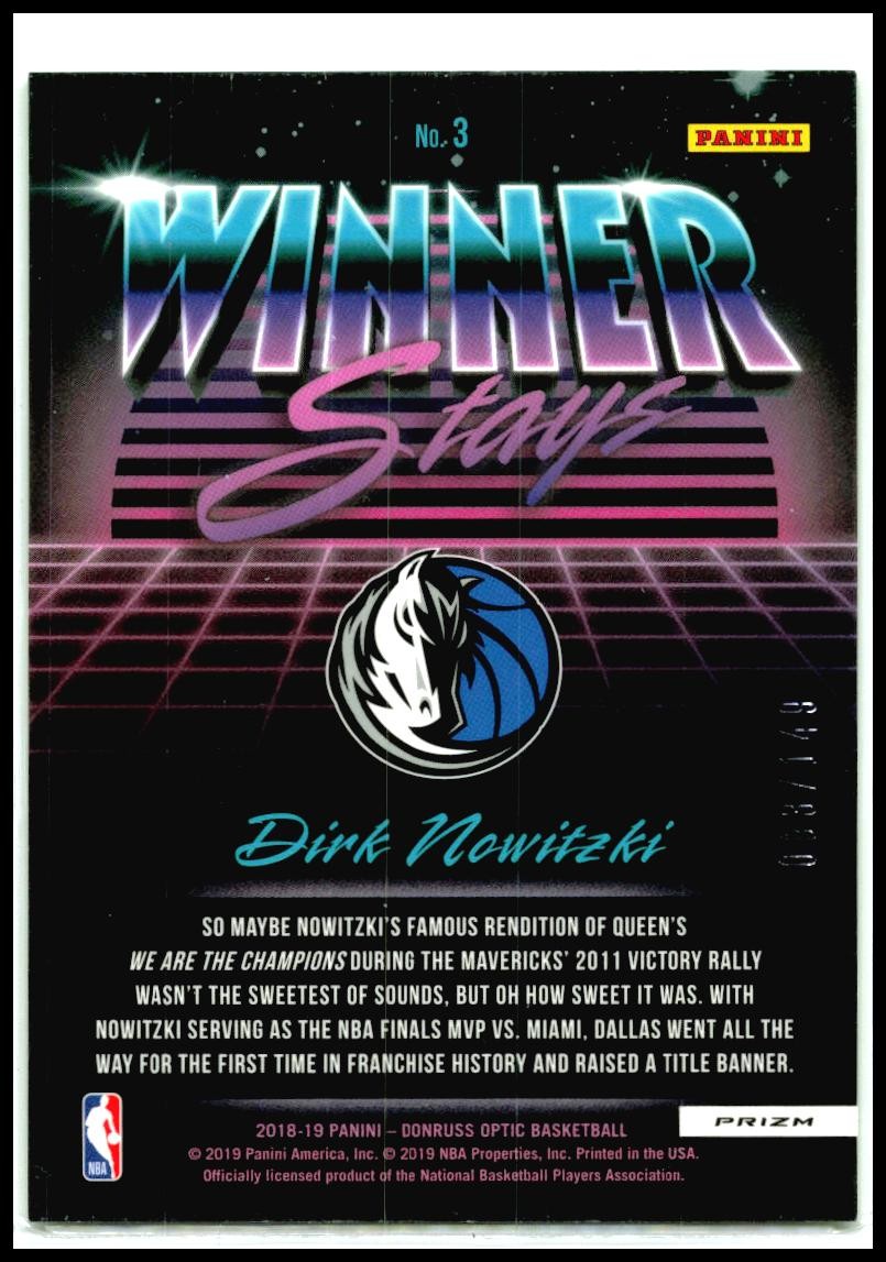 2018-19 Donruss Optic Winner Stays Lime Green #3 Dirk Nowitzki Dallas