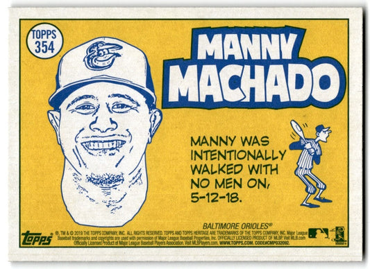 2019 Topps Heritage Manny Machado Baltimore Orioles #354