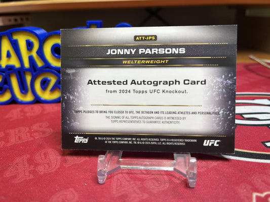 2024 Topps UFC Knockout Attesed ATT-JPS Jonny Parsons Rookie Auto
