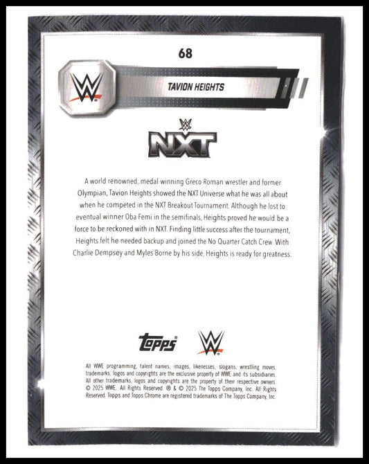 Tavion Heights #68 2025 Topps Chrome WWE Rookie RC