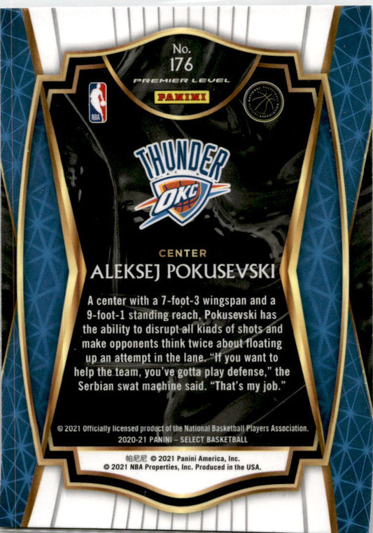 2020-21 Panini Select Blue #176 Aleksej Pokusevski Oklahoma City Thunder