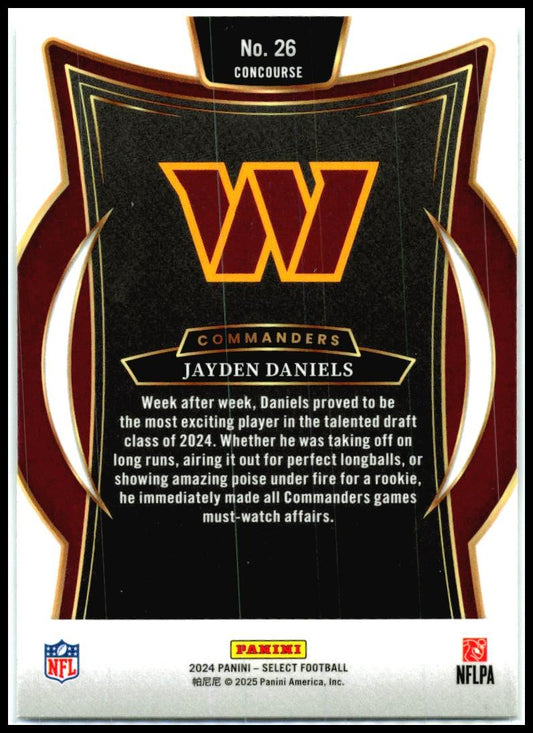 2024 Panini Select #26 Jayden Daniels Rookie Washington Commanders