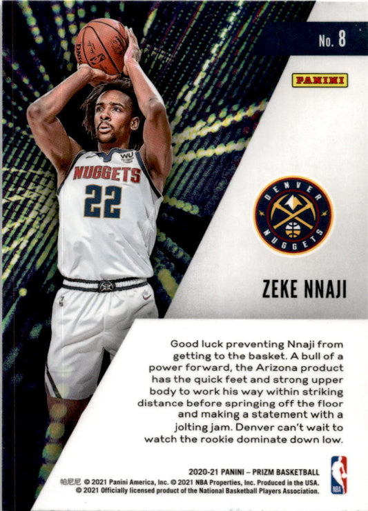 2020 Panini Prizm Instant Impact #8 Zeke Nnaji Denver Nuggets