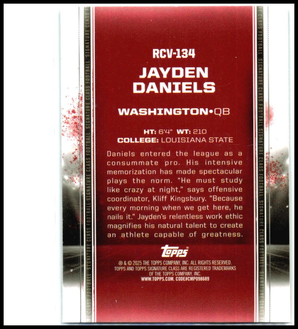 2024 Signature Class Chrome Variations #RCV-134 Jayden Daniels Rookie Commanders