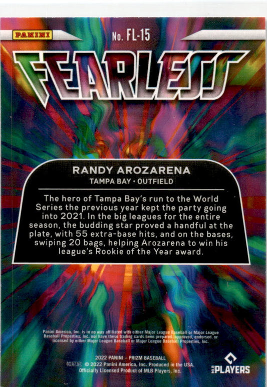 2022 Panini Prizm Fearless #FL-15 Randy Arozarena Tampa Bay Rays
