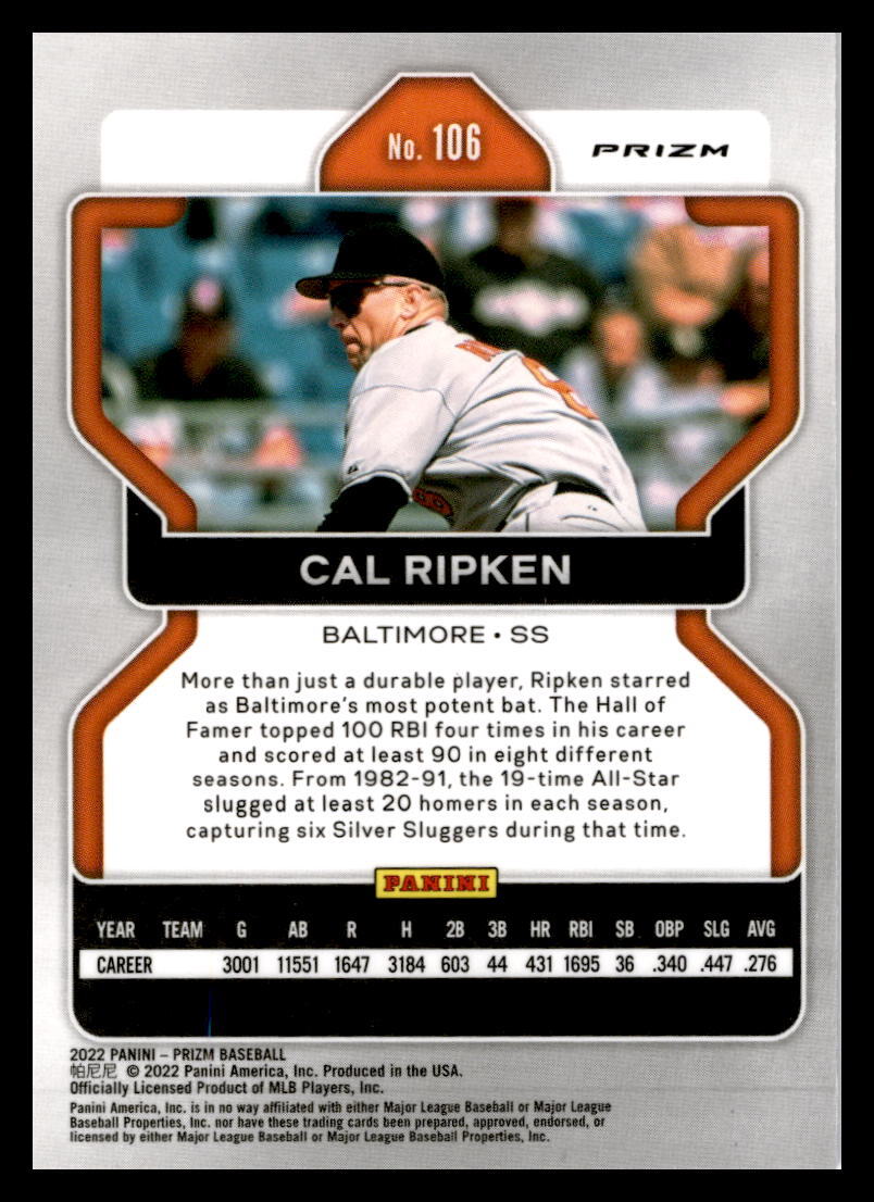 2022 Panini Prizm Red/White/Blue #106 Cal Ripken