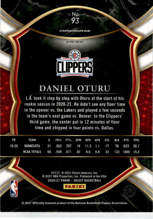 2020-21 Panini Select Silver #93 Daniel Oturu Los Angeles Clippers