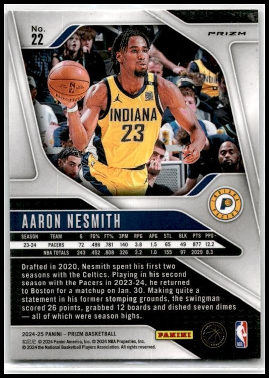 2024-25 Panini Prizm Prizms Ice #22 Aaron Nesmith Indiana Pacers