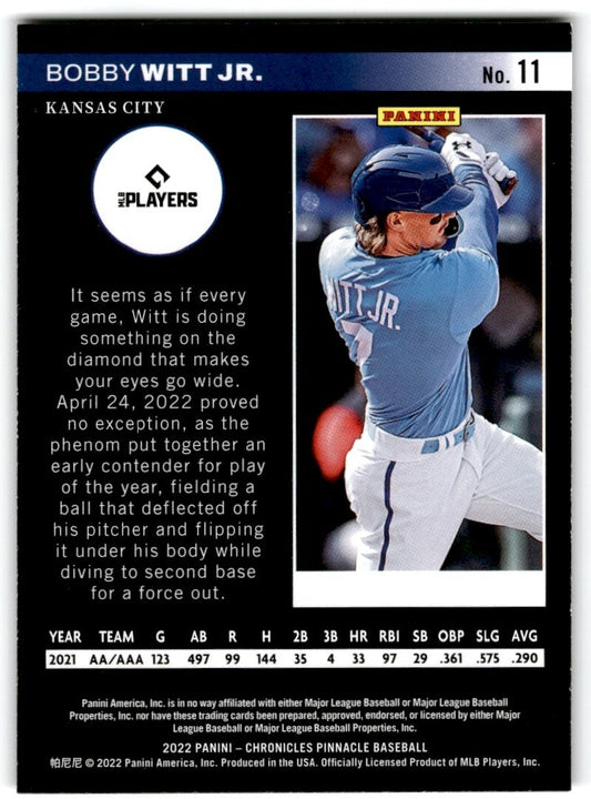 2022 Panini Pinnacle Bobby Witt Jr. Rookie Kansas City Royals #11