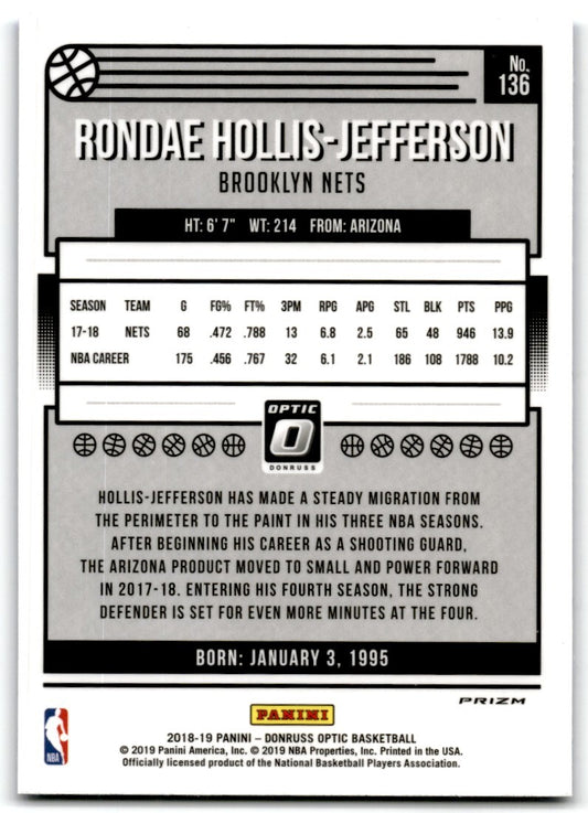 2018-19 Blue Velocity Prizm Rondae Hollis-Jefferson Brooklyn Nets #136