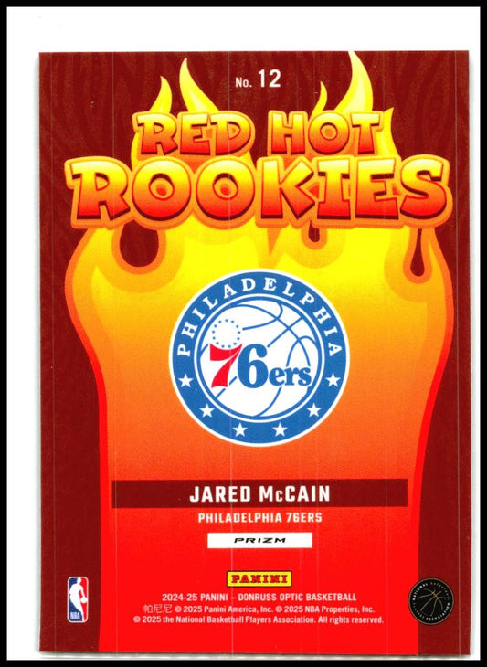 2024-25 Donruss Optic Red Hot Rookies #12 Jared McCain Philadelphia 76ers