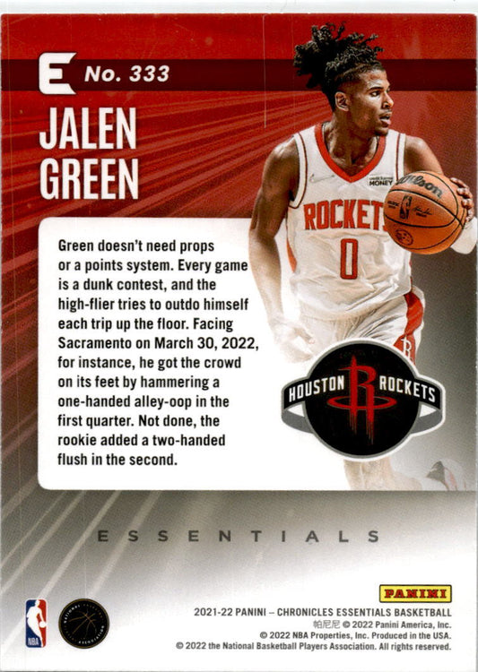 2021-22 Panini Chronicles #333 Jalen Green Houston Rockets