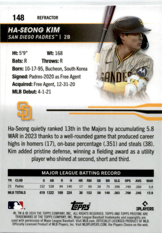 2024 Topps Pristine Refractor #148 Ha-Seong Kim San Diego Padres