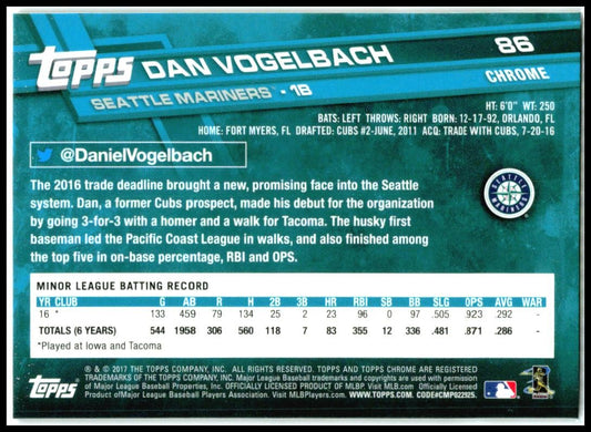 2017 Topps Chrome #86 Dan Vogelbach Rookie Seattle Mariners