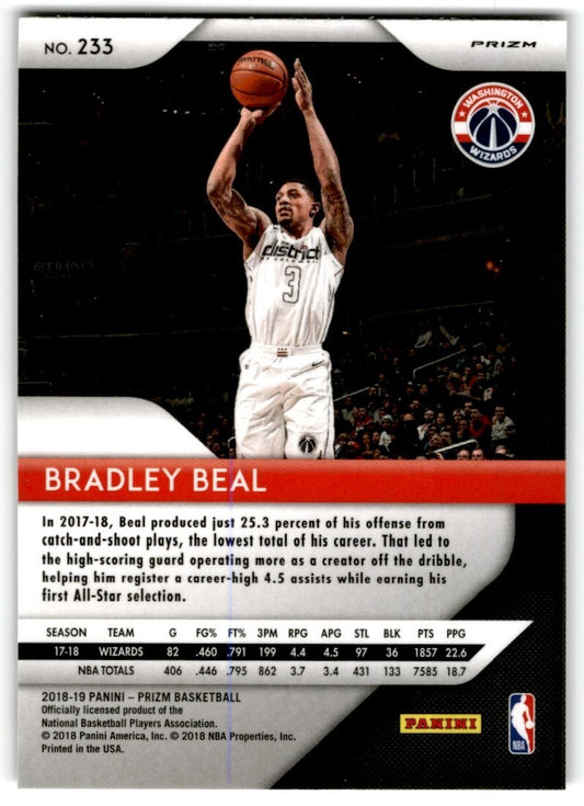 2018-19 Panini Prizm Silver Prizm Bradley Beal Washington Wizards #233