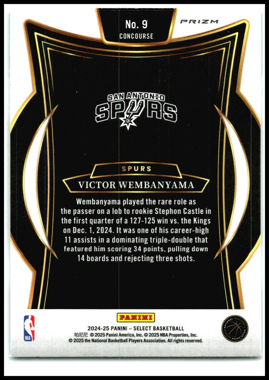 2024-25 Panini Select Green White Purple #9 Victor Wembanyama San Antonio Spurs