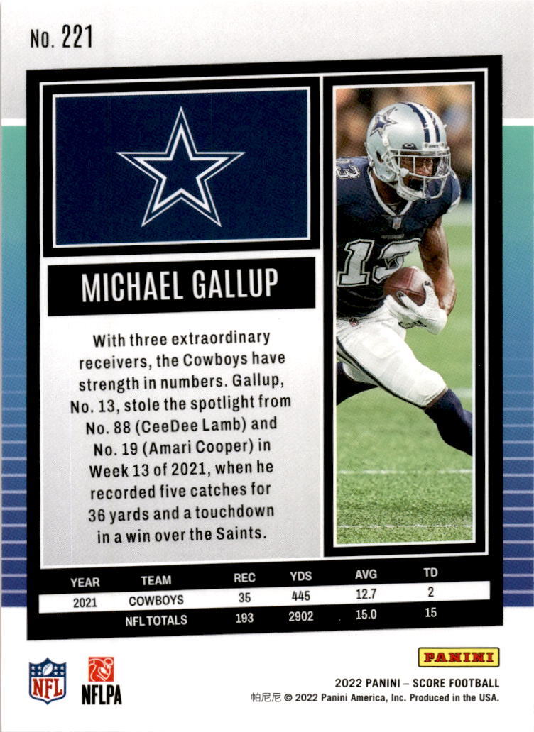 2022 Score Red #221 Michael Gallup Dallas Cowboys