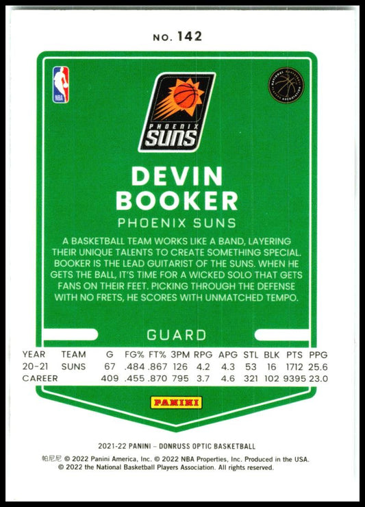 2021-22 Donruss Optic #142 Devin Booker Phoenix Suns
