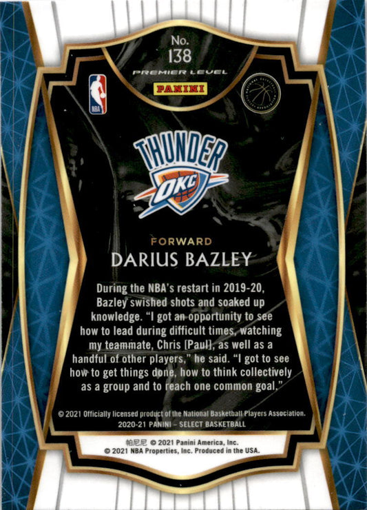 2020-21 Panini Select Blue #138 Darius Bazley Oklahoma City Thunder