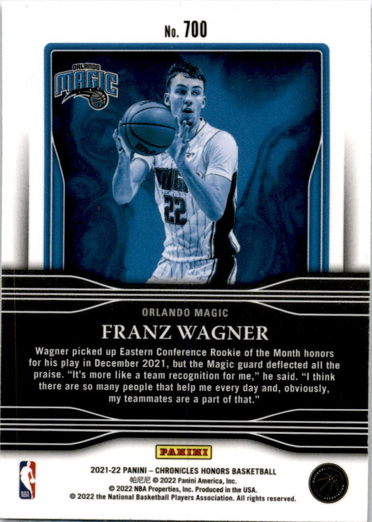 2021 Panini Chronicles Honors #700 Franz Wagner Orlando Magic