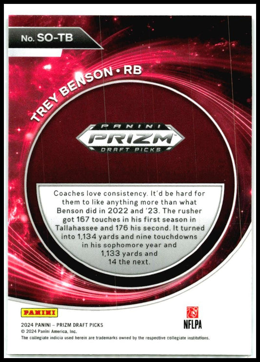 2024 Panini Prizm Draft Picks Student Orientation #SO-TB Trey Benson Arizona