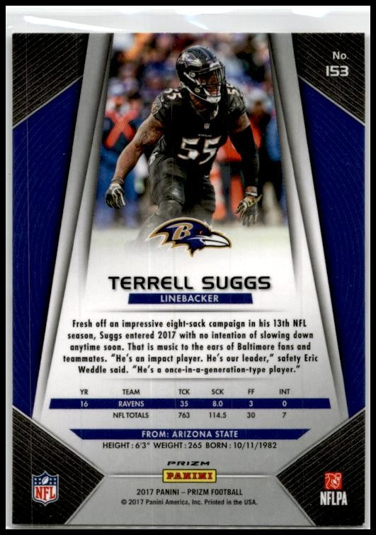 2017 Panini Prizm Prizm #153 Terrell Suggs Baltimore Ravens