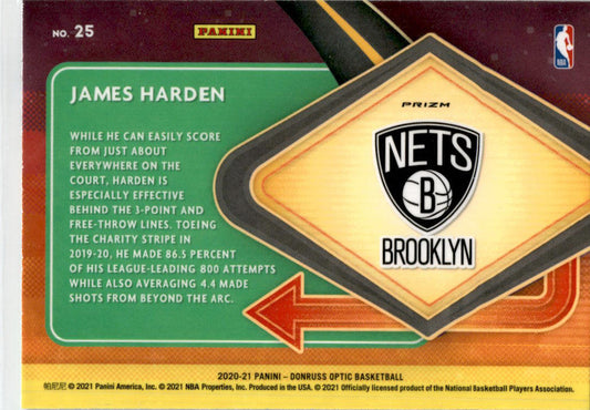 2020-21 Donruss Optic Express Lane Purple #25 James Harden Brooklyn Nets