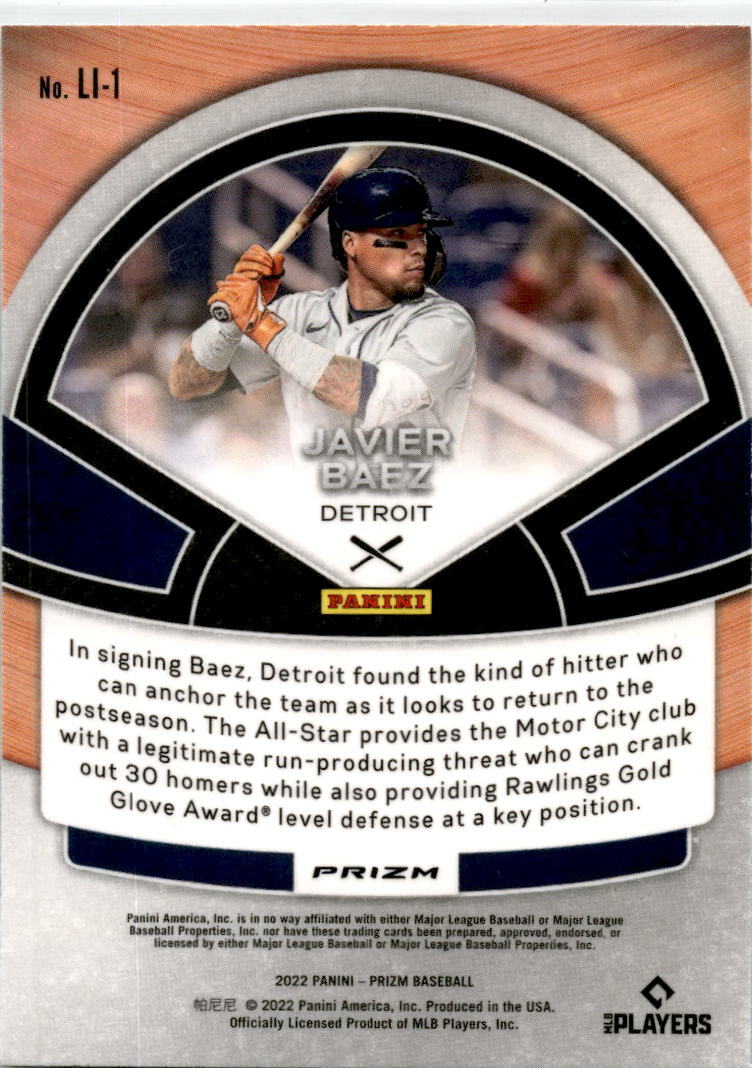 2022 Panini Prizm Lumber Inc. Silver Prizm #LI-1 Javier Baez Detroit Tigers