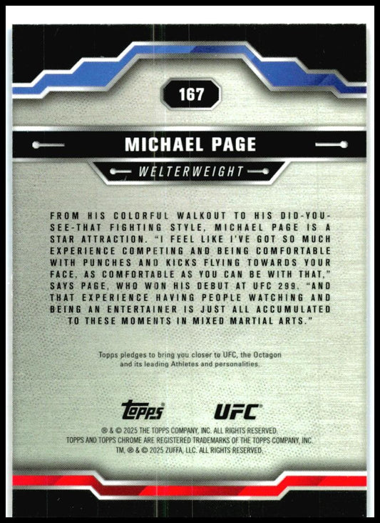 2025 Topps Chrome UFC Red & Blue Refractor #167 Michael Page