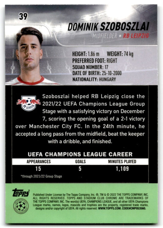2022 Blue Prism Refractor Dominik Szoboszlai RB Leipzig #39