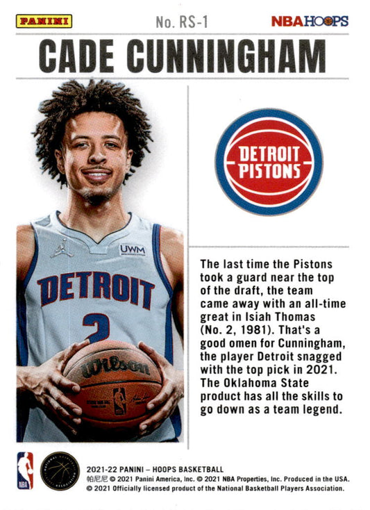 2021-22 Hoops #RS-1 Cade Cunningham Detroit Pistons