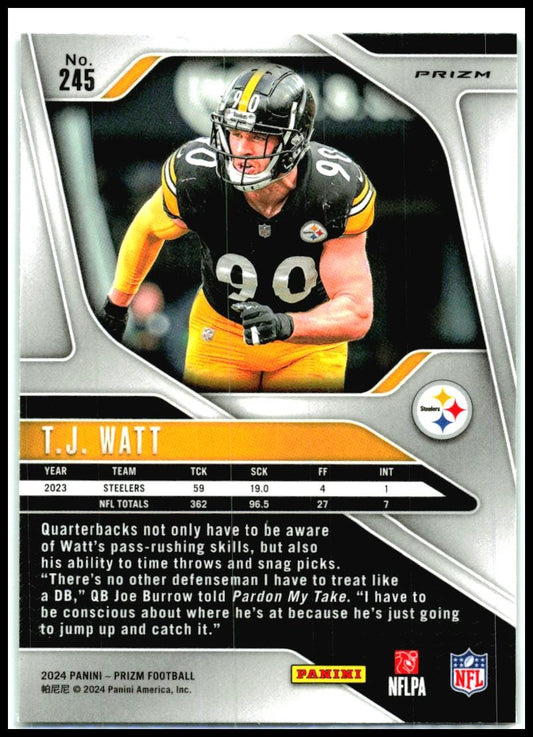 2024 Panini Prizm Green #245 T.J. Watt Pittsburgh Steelers