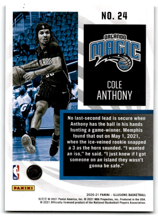 2020-21 Panini Illusions Instant Impact Cole Anthony Orlando Magic #24