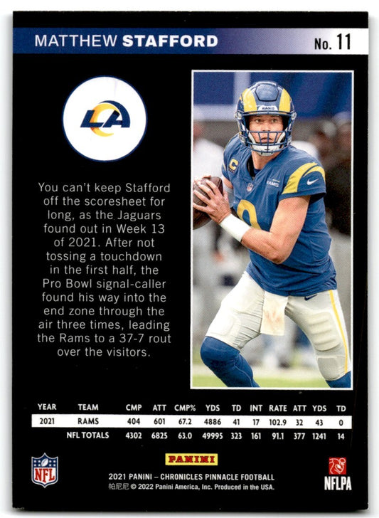 2021 Pinnacle Matthew Stafford /1 Los Angeles Rams #11