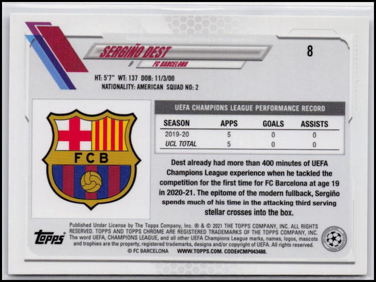 2020-21 Topps Chrome UEFA Champions League #8 Sergiño Dest