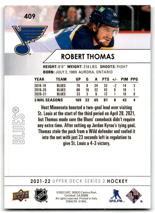 2021-22 Upper Deck Robert Thomas St. Louis Blues #409