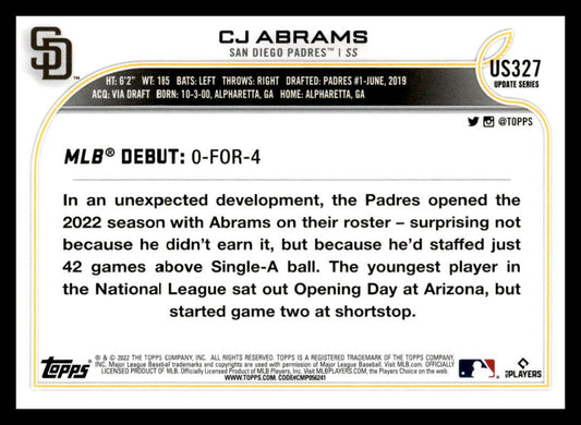 2022 Topps Update #US327 CJ Abrams