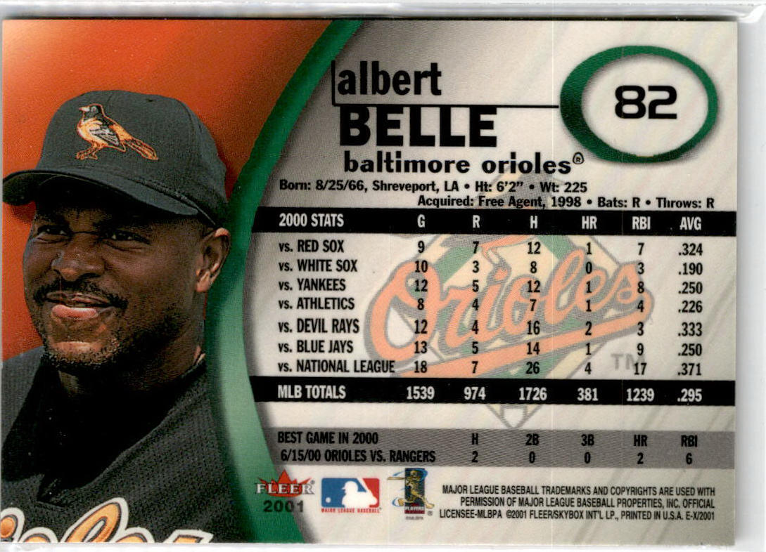 2001 Fleer E-X #82 Albert Belle Baltimore Orioles