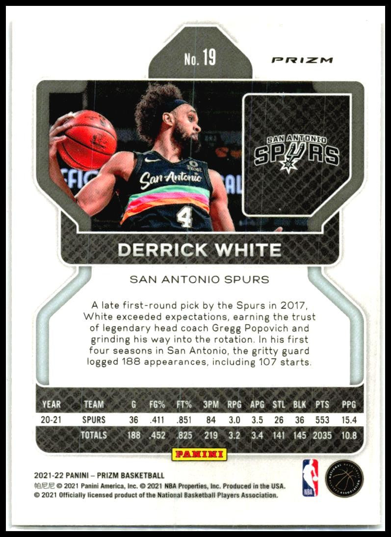 2021-22 Panini Prizm Orange Ice #19 Derrick White San Antonio Spurs