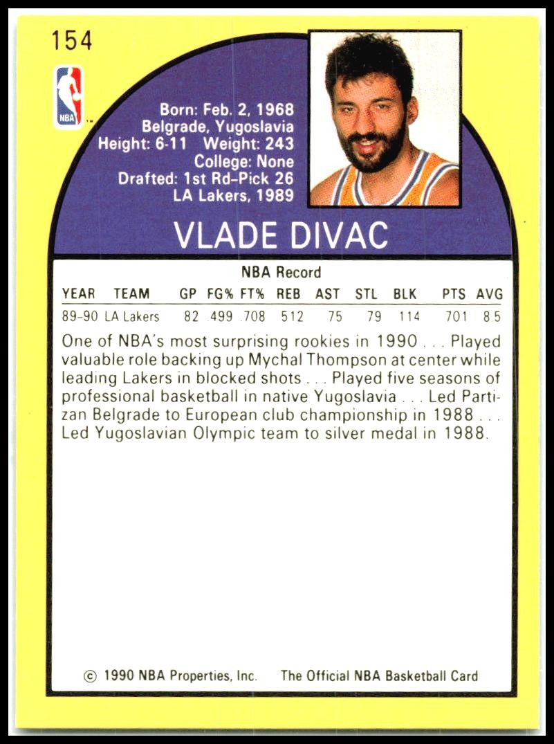 1990 Hoops Team Night Los Angeles Lakers #NNO Vlade Divac Los Angeles Lakers