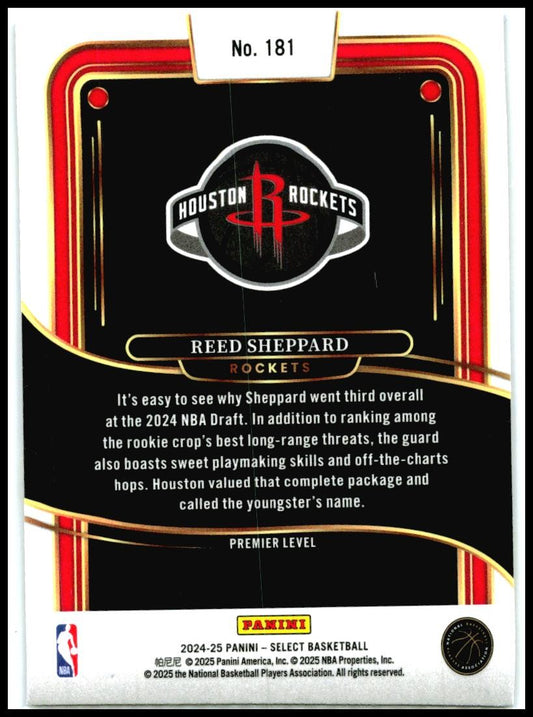 2024-25 Panini Select Blue #181 Reed Sheppard Rookie Houston Rockets