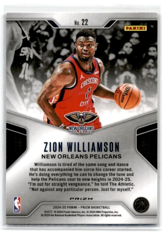 2024-25 Panini Prizm Dominance Prizms Silver #22 Zion Williamson Pelicans