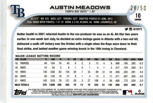 2022 Topps Gold Lava #152 Austin Meadows Tampa Bay Rays