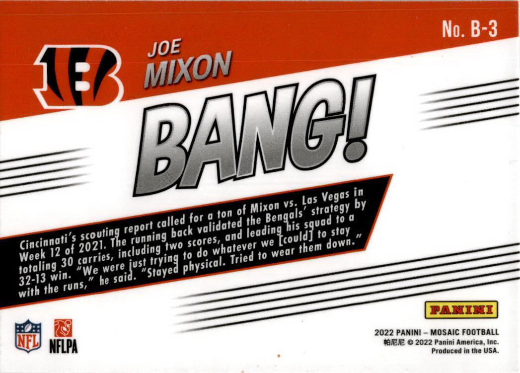 2022 Mosaic Bang #B-3 Joe Mixon Cincinnati Bengals