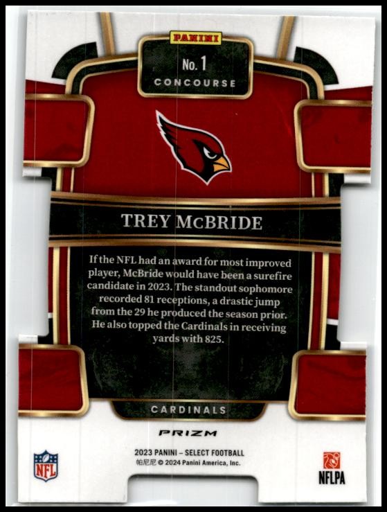 2023 Panini Select Black and Gold Prizms Die Cuts #1 Trey McBride Arizona