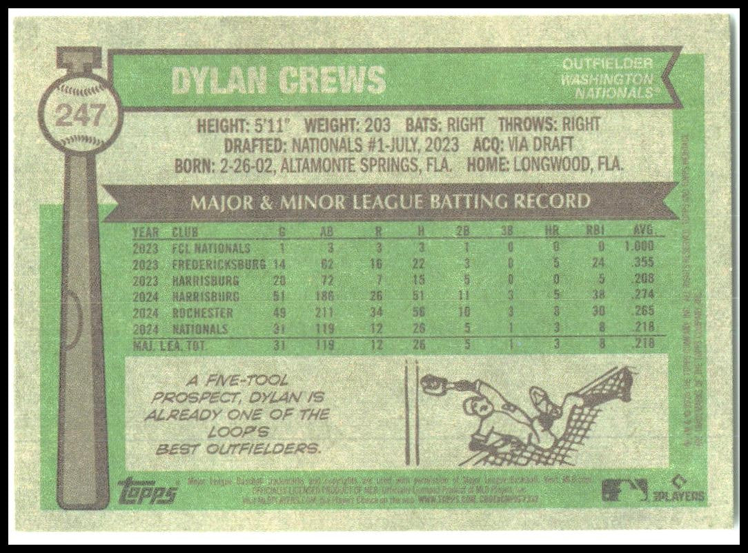 2025 Topps Heritage #247 Dylan Crews Rookie Nationals
